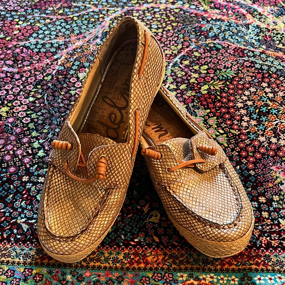 Sam Edelman Sebastian gold boat shoes
